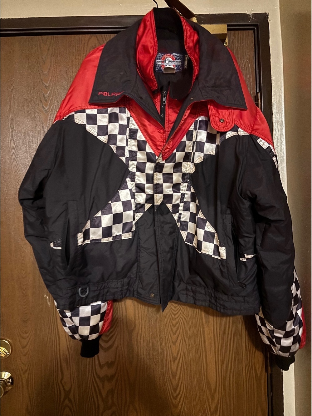 Vintage Polaris Checkered Indy Bomber Thermoloft Jacket Snowmobile- Size Large